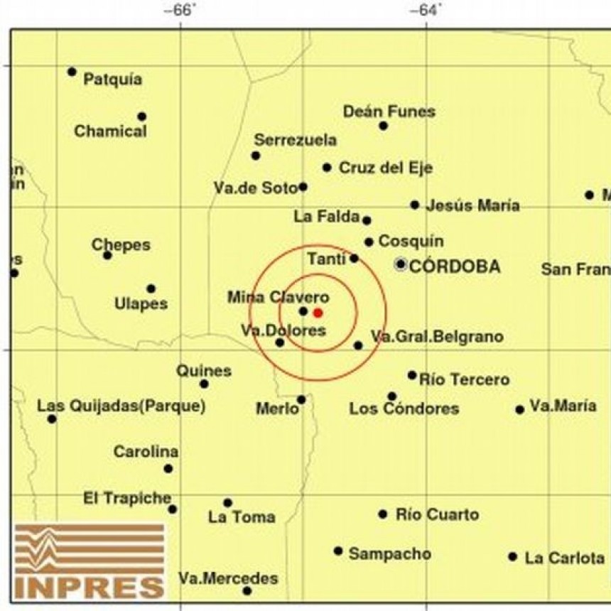 Movimiento telúrico.  Un temblor sacudió este domingo las sierras de Córdoba