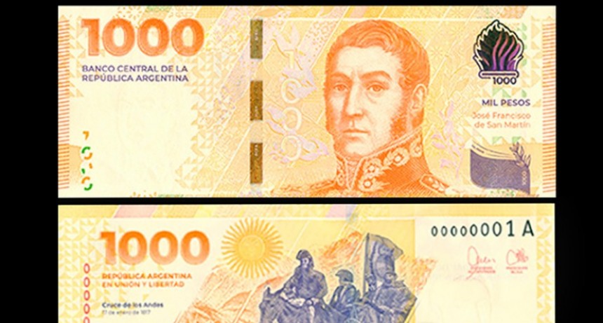 El nuevo billete de $ 1.000 con la imagen de San Martín ya está en circulación